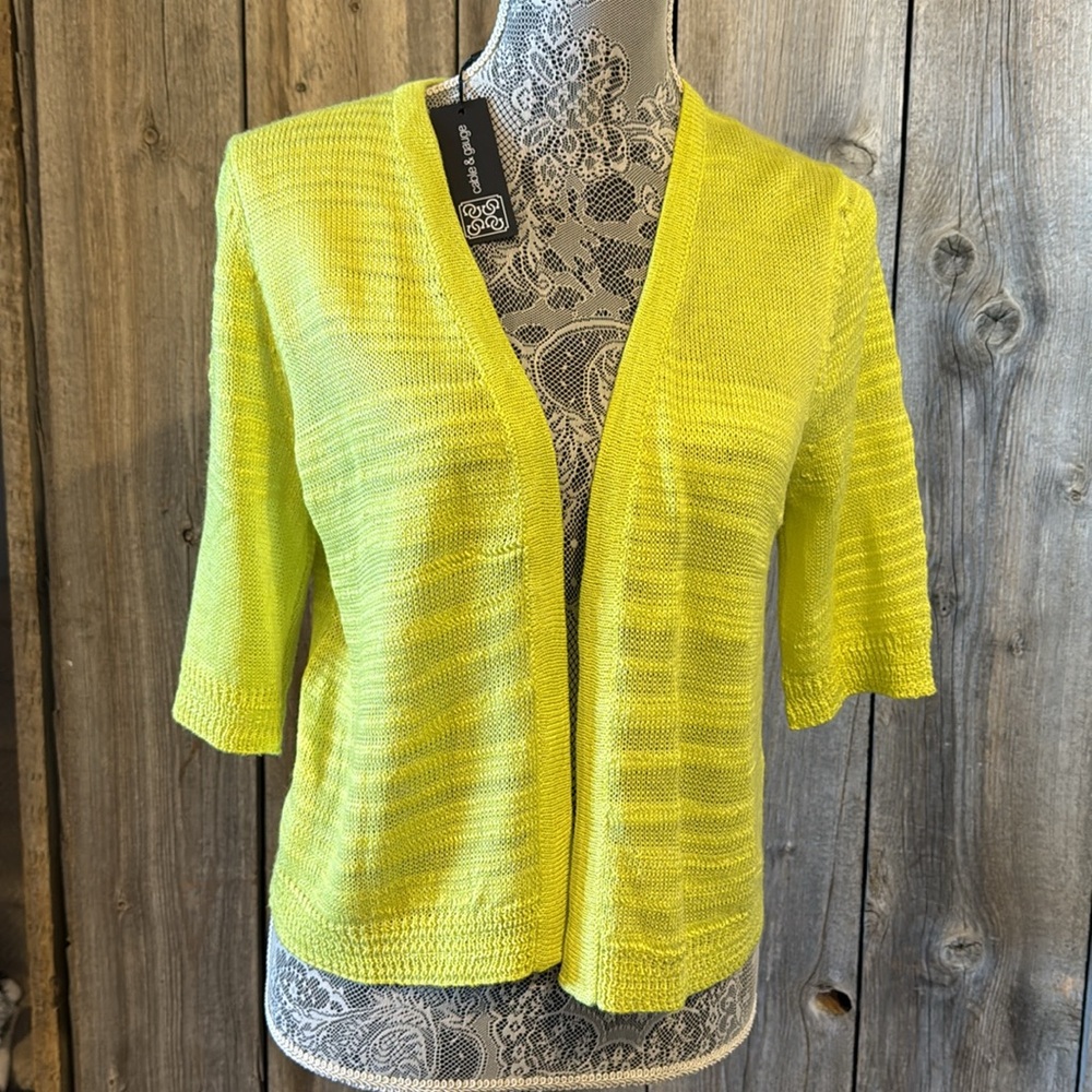 Bright Yellow Open-Front Sweater - Picture 4 of 11